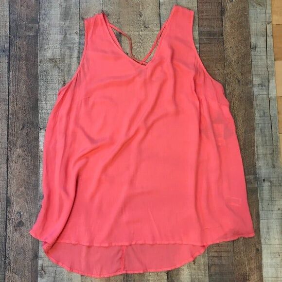 Ava & Viv Orange V-neck Blouse Maori Flower Red Size 2X NEW - Picture 5 of 9